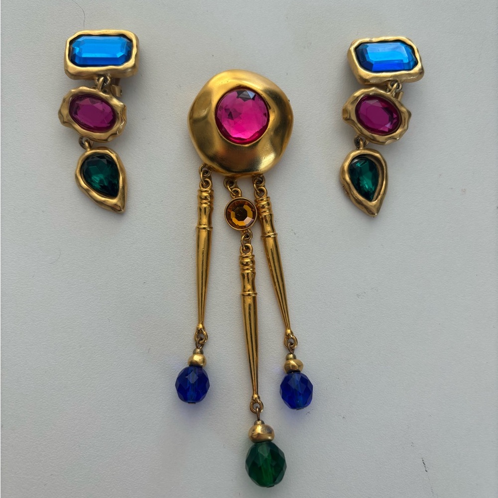 Vintage gold and Multicolor Statement Jewelry Set